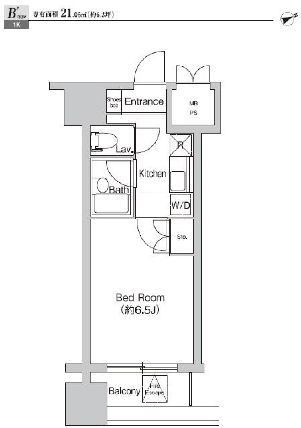 ナチュラルテイストな1Kに住むの間取り図