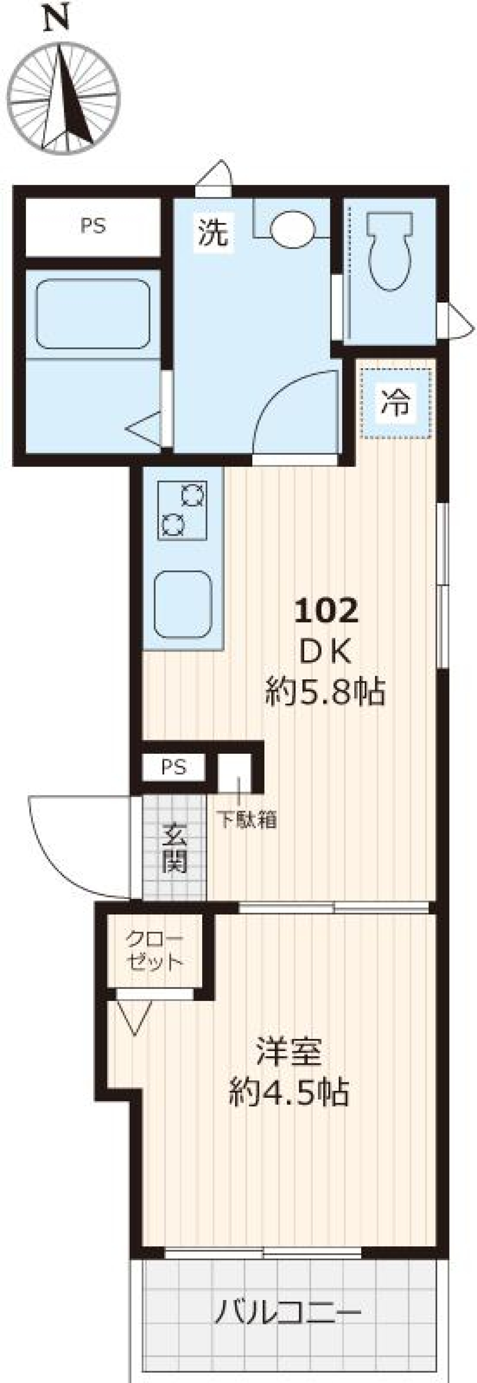 アクセントカラーはコバルトブルーの間取り図
