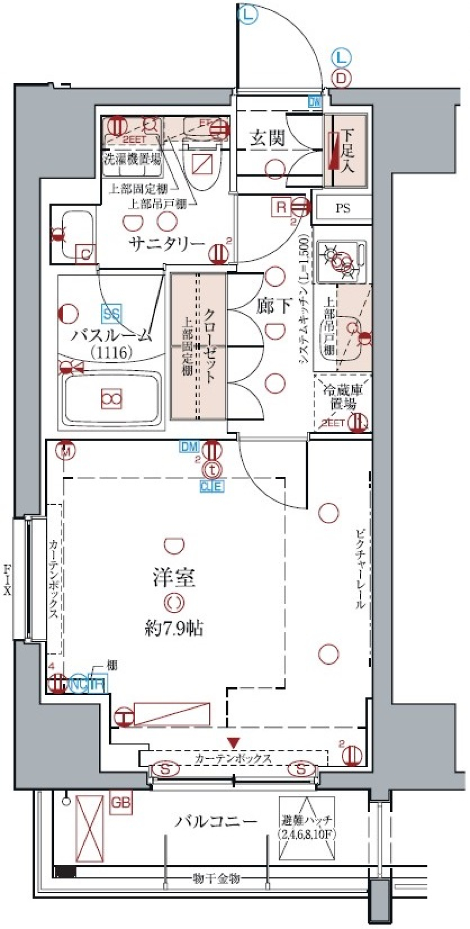 クレヴィスタ亀戸Ⅲ　1001号室の間取り図