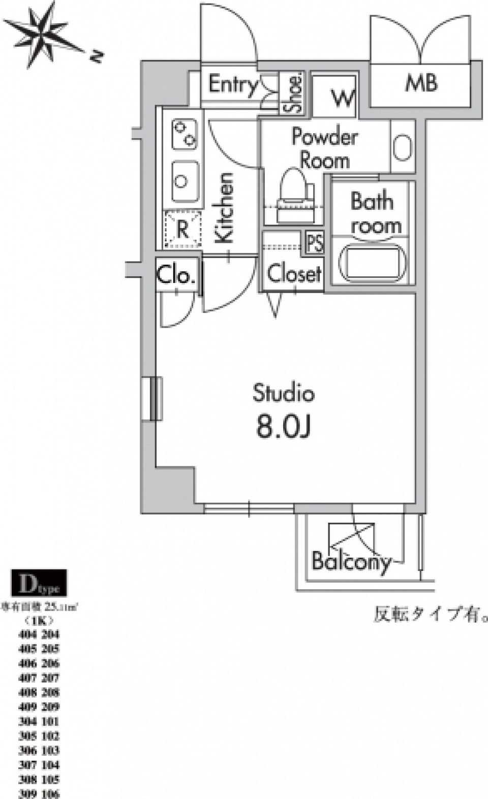 プライムアーバン南烏山　104号室の間取り図