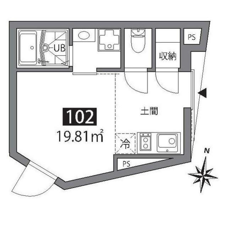 土間に佇む自慢の愛車の間取り図