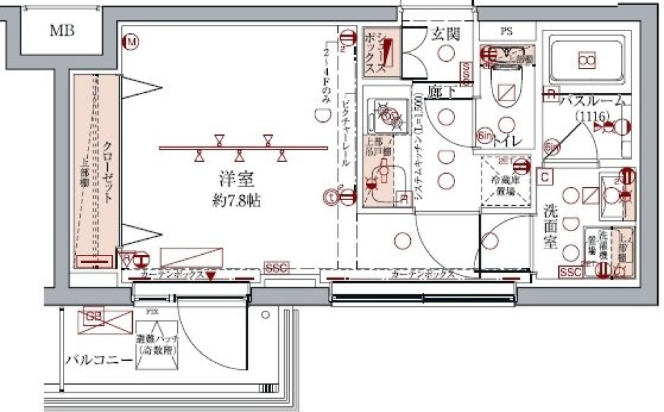都会の華やかさとデザイナーズの魅力の融合の間取り図
