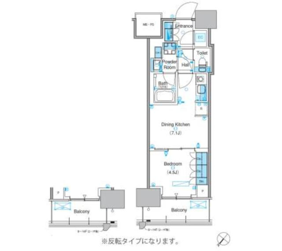 パークアクシス豊洲キャナル　８２２号室［ペット可］の間取り図