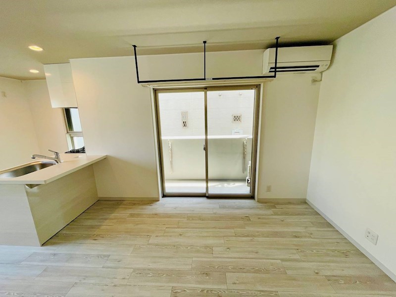 室内物干し付きで雨の日も安心