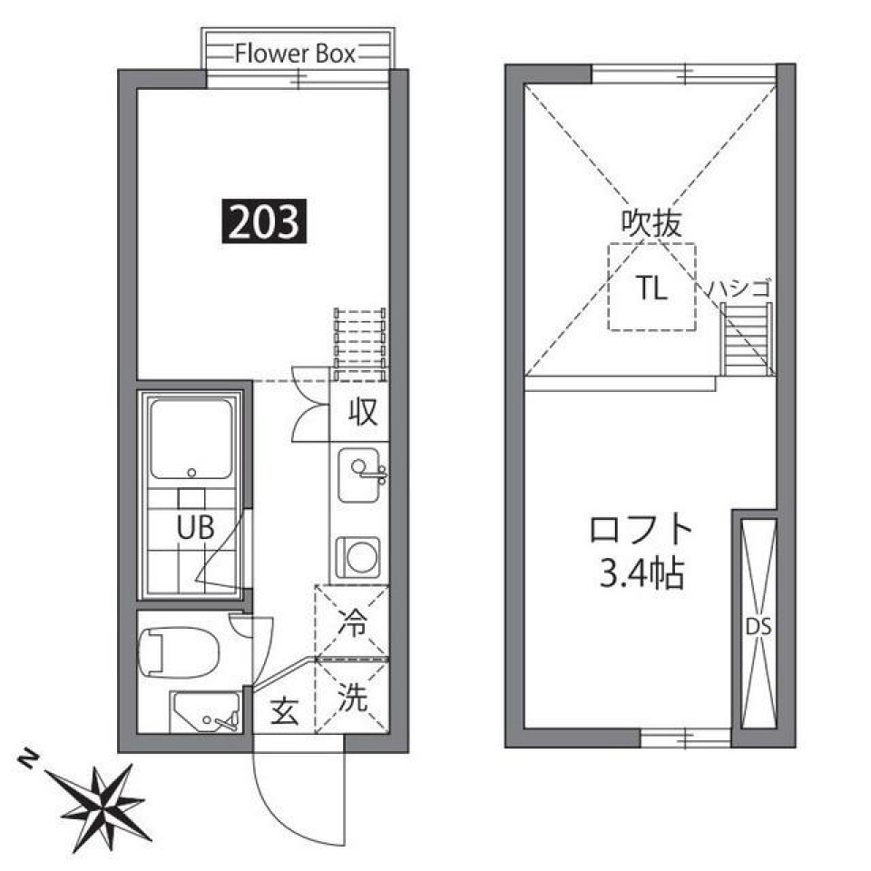 オーロラの灯りに癒されての間取り図