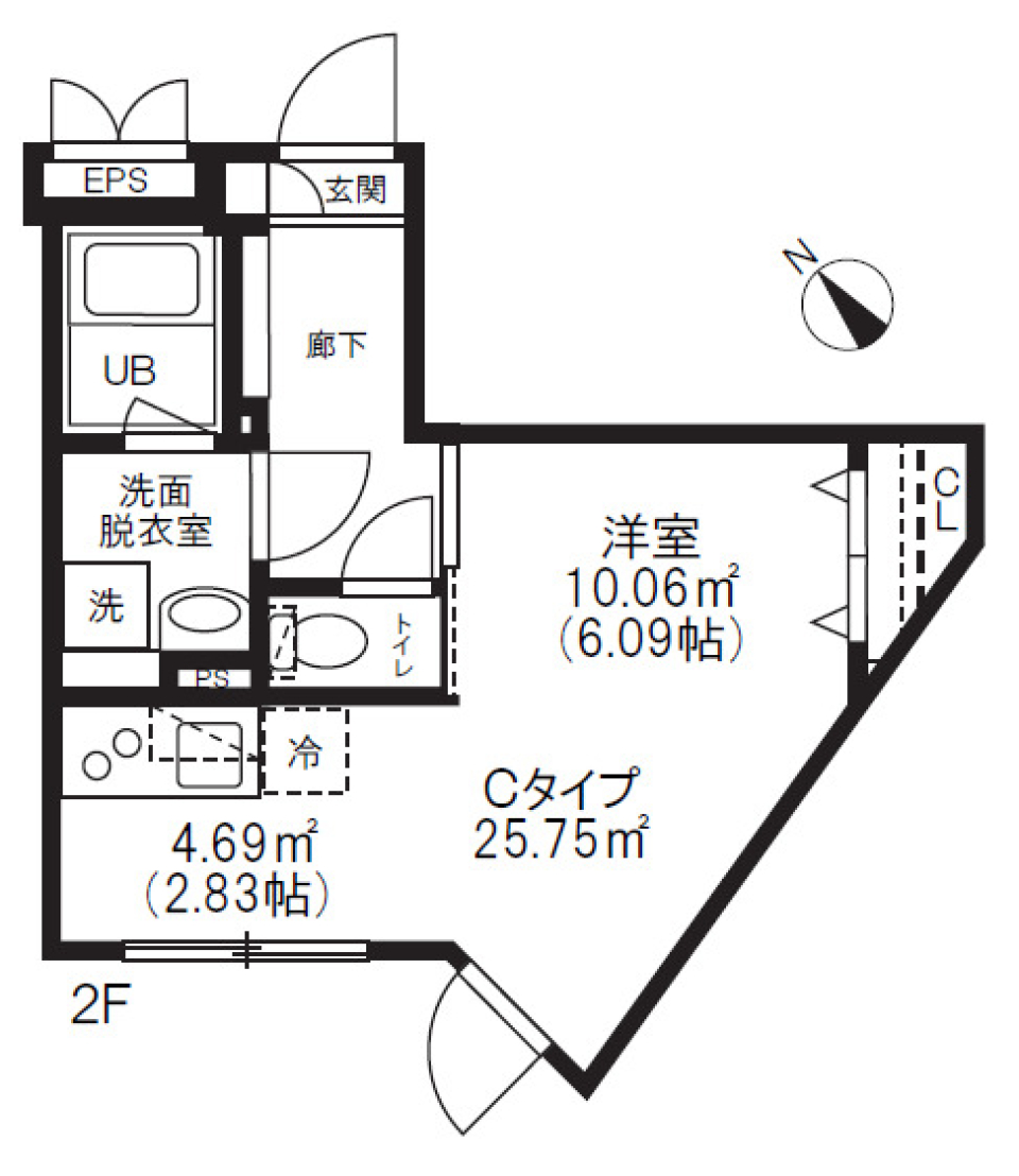 変形の部屋で個性を楽しもう[新築]の間取り図