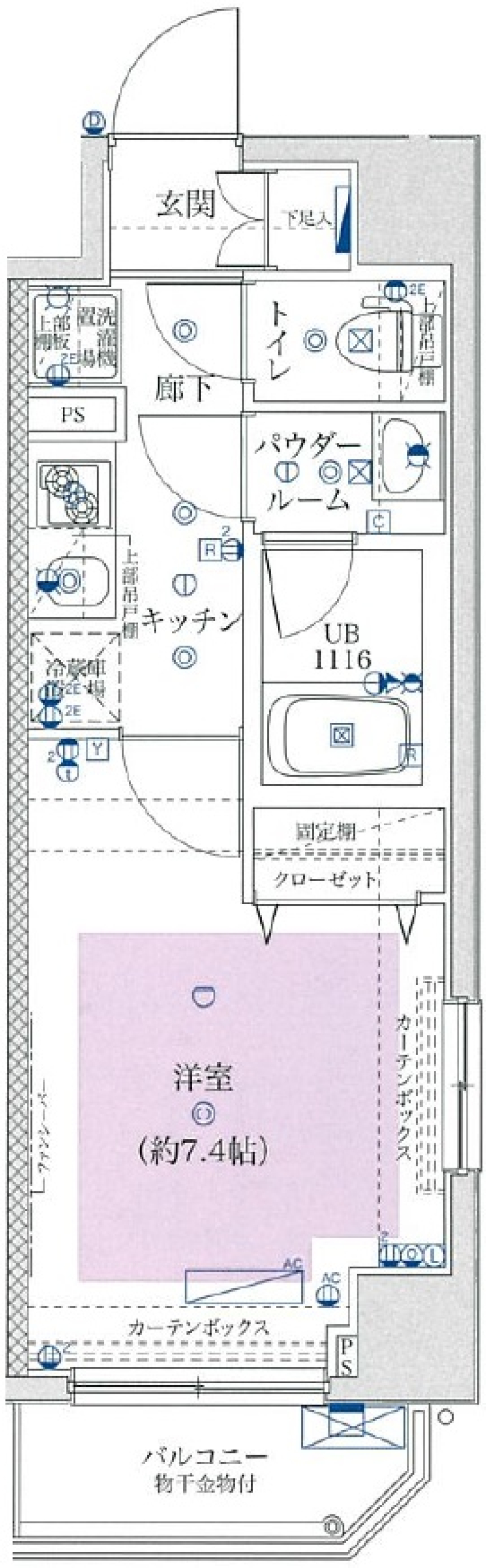 ユリカロゼ西新井　701号室の間取り図