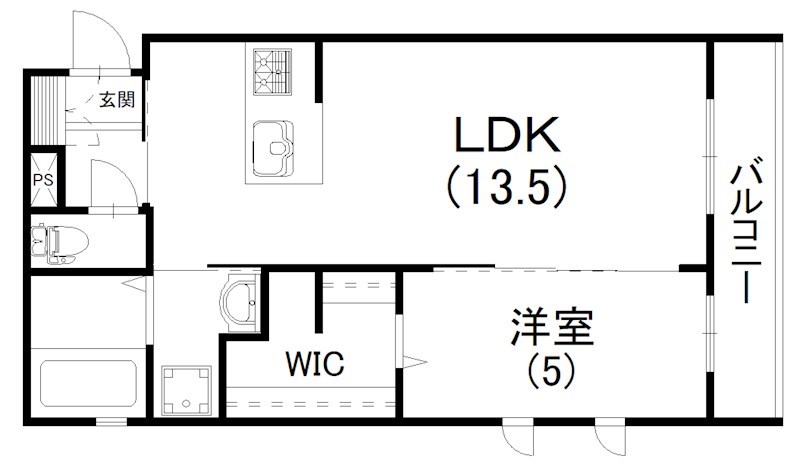間取り図。窓が多く日当たりのいい物件です。