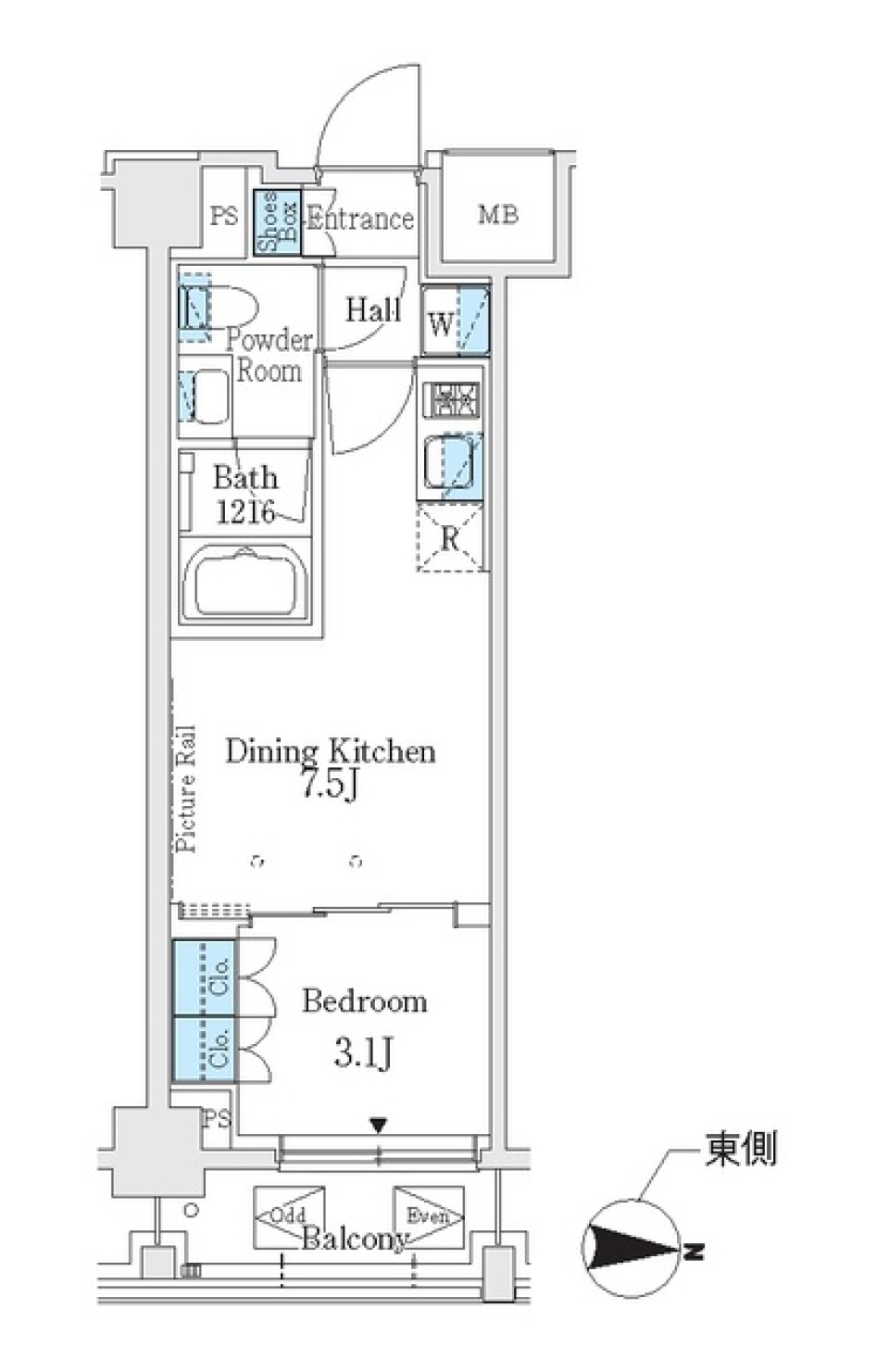 Ｊ．ＧＲＡＮ　Ｃｏｕｒｔ　品川西大井ＥＡＳＴ　２０９号室の間取り図