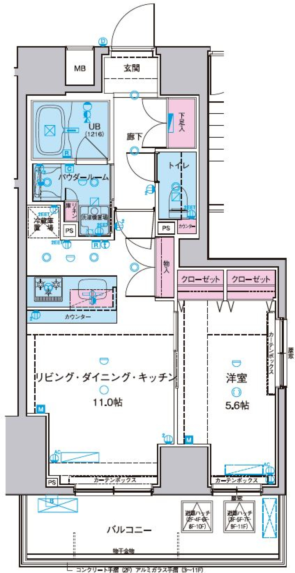 ジェノヴィア浅草Ⅱスカイガーデン　205号室［ペット可］の間取り図