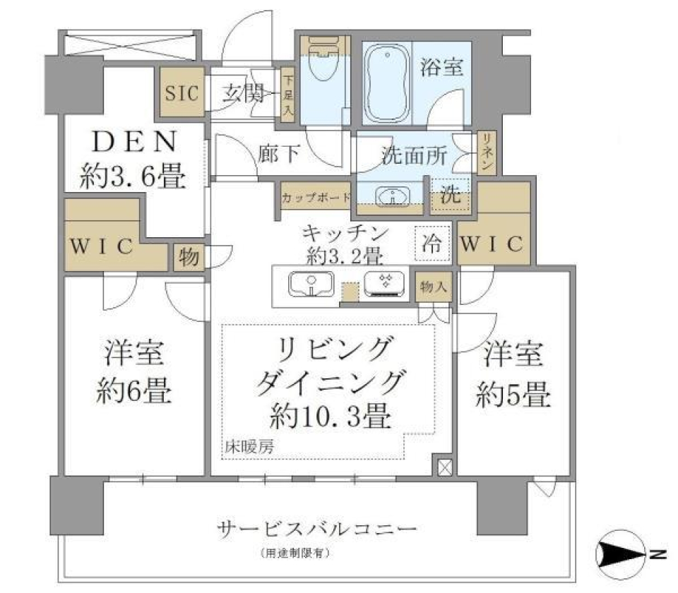 ＴＨＥ　ＹＯＫＯＨＡＭＡ　ＦＲＯＮＴ　ＴＯＷＥＲ　3150号室［新築］の間取り図