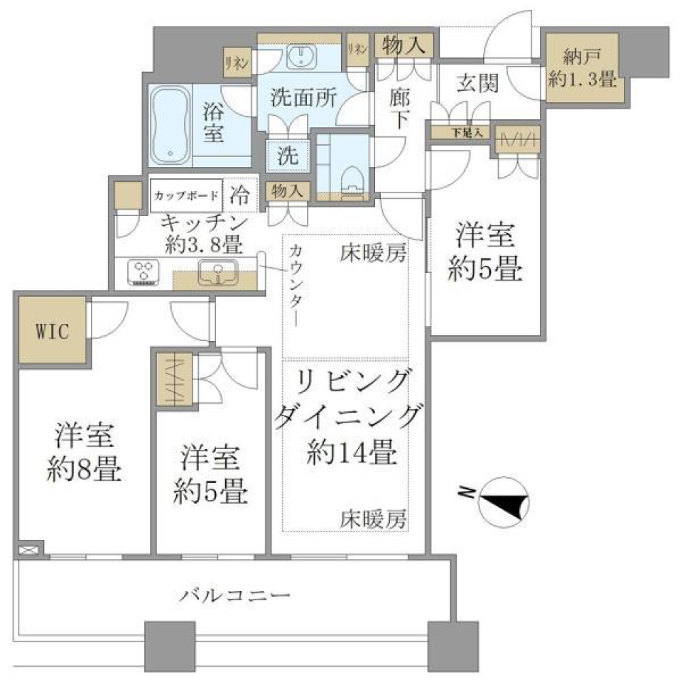 プラウドタワー千代田富士見3609号室の間取り図