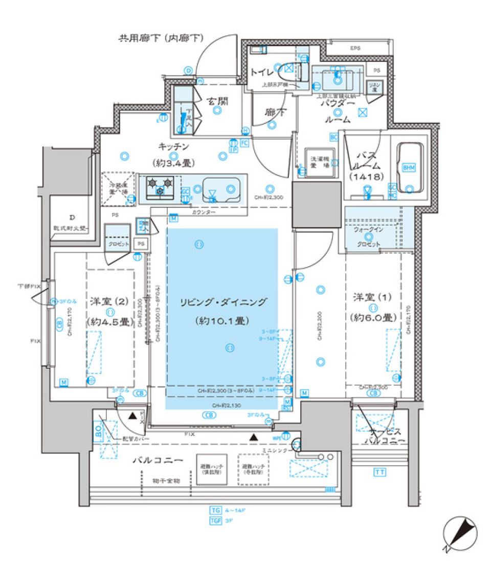 ディームス渋谷本町　1001号室の間取り図