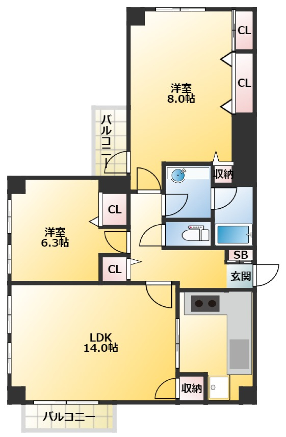 コルザ奥沢Ⅱ　401号室［ペット可］の間取り図