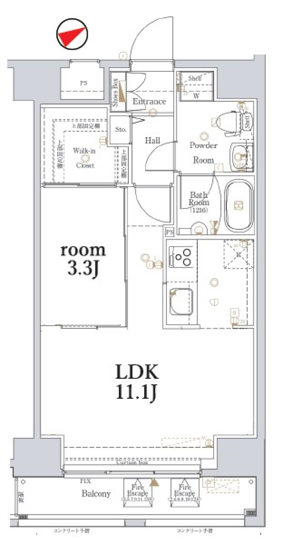 1LDKの間取りです