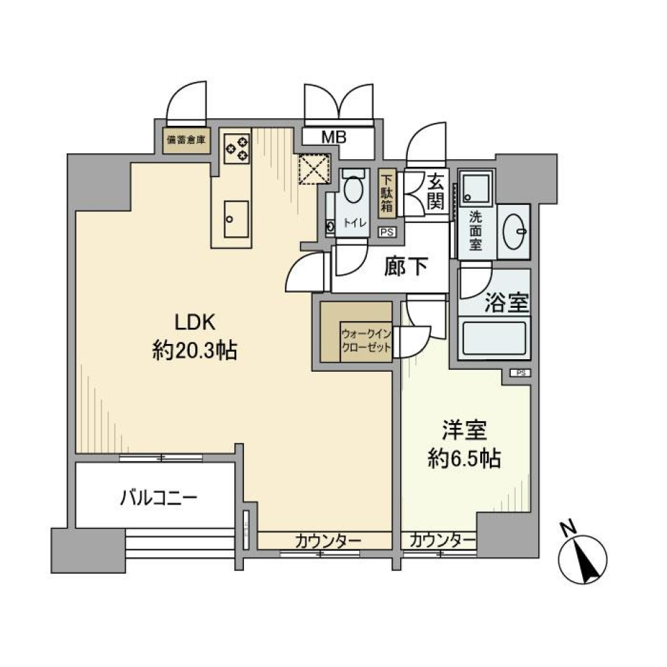 インプレスト東京八丁堀ル・サンク　1006号室の間取り図