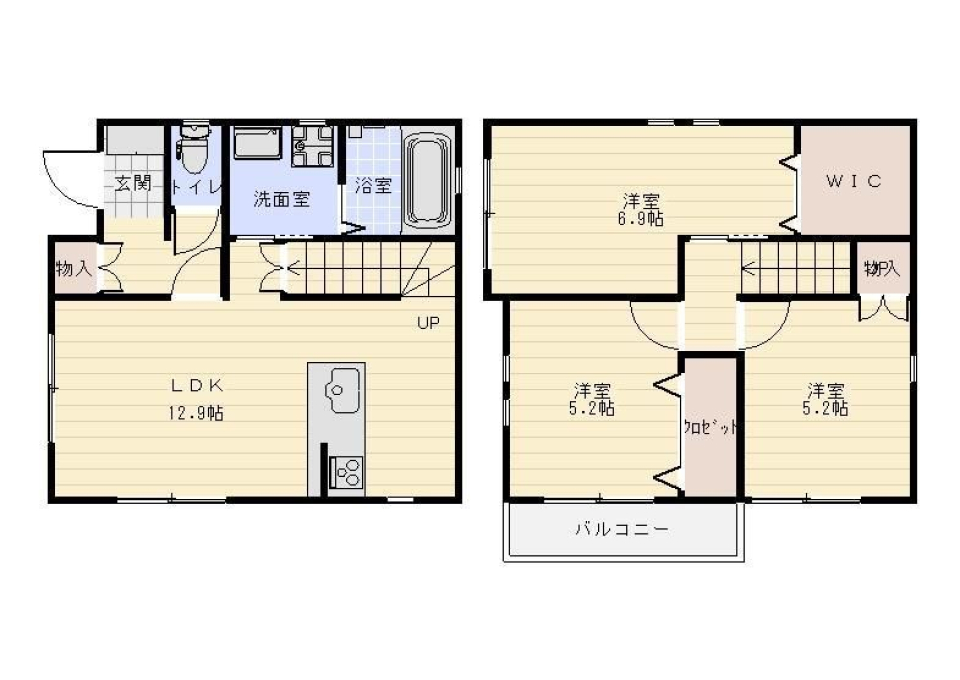 広々3LDKの戸建てでのびのびと！の間取り図