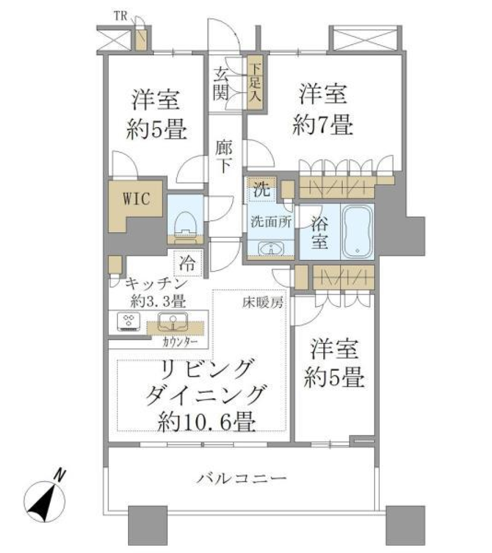 Ｂｒｉｌｌｉａ　Ｍａｒｅ　有明　ＴＯＷＥＲ＆ＧＡＲＤＥＮ　928号室の間取り図