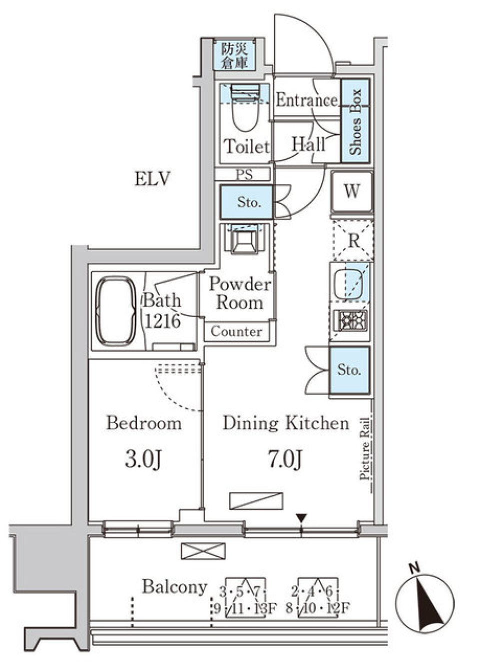 ライオンズフォーシア中央ＭＩＮＡＴＯ　1103号室［ペット可］の間取り図