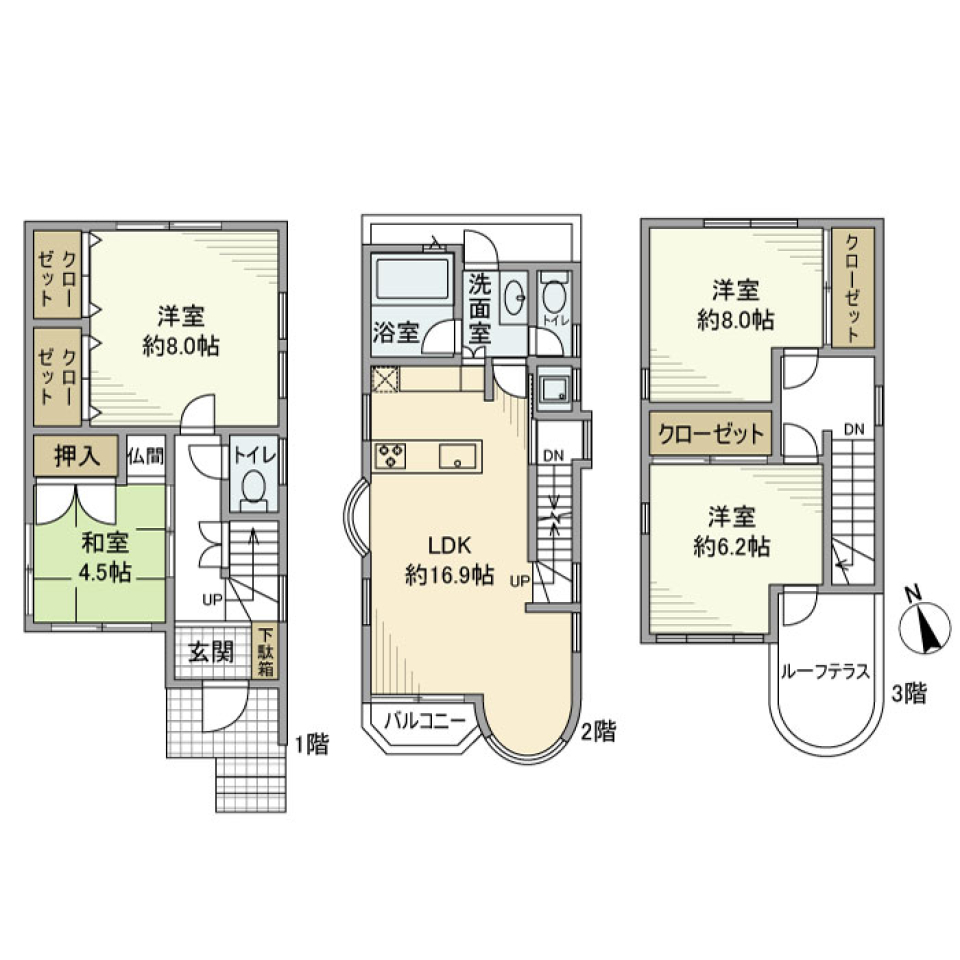 三田戸建の間取り図