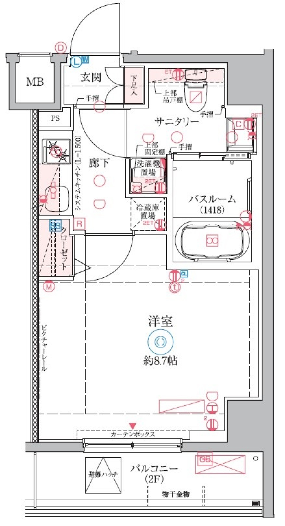 クレヴィスタ中野新橋Ⅱ　801号室［ペット可］の間取り図