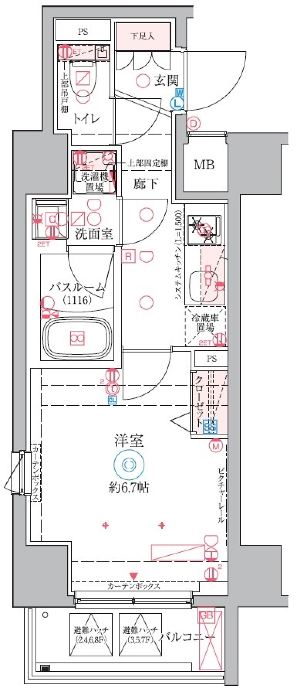 クレヴィスタ中野新橋Ⅱ　703号室［ペット可］の間取り図