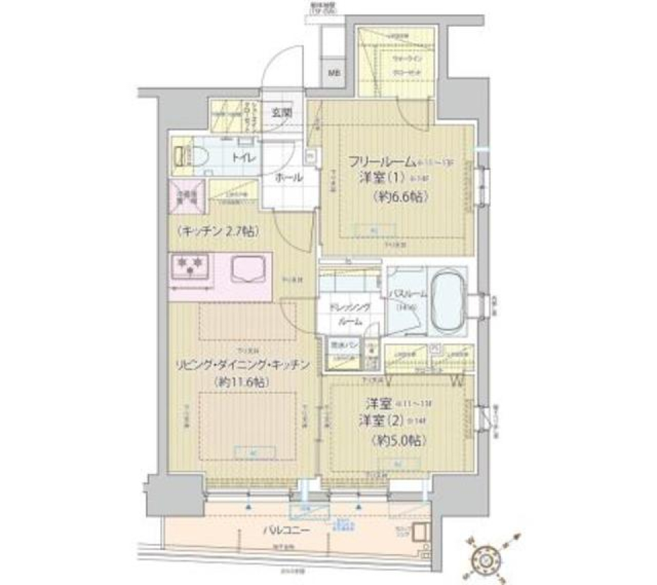 レビスタ白金高輪　1303号室の間取り図