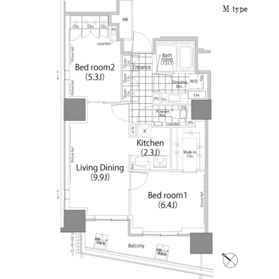 パークハビオ赤坂タワー　1904号室［ペット可］の間取り図