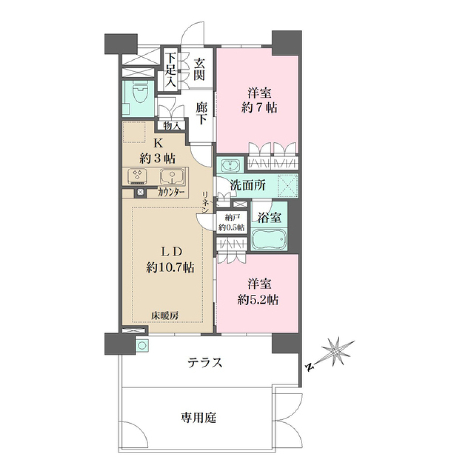 ザ・パークハウス横濱中山　106号室［ペット可］の間取り図