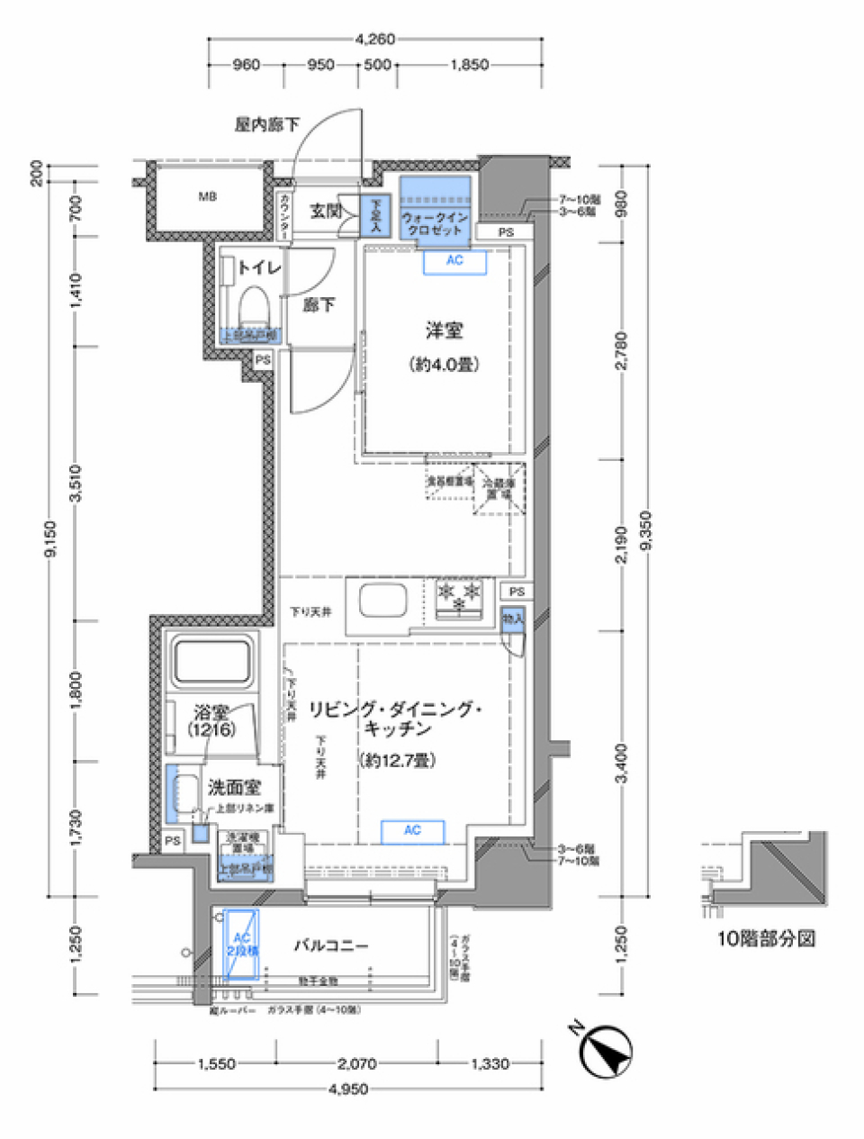 ラティエラ横濱大通り公園　1004号室の間取り図