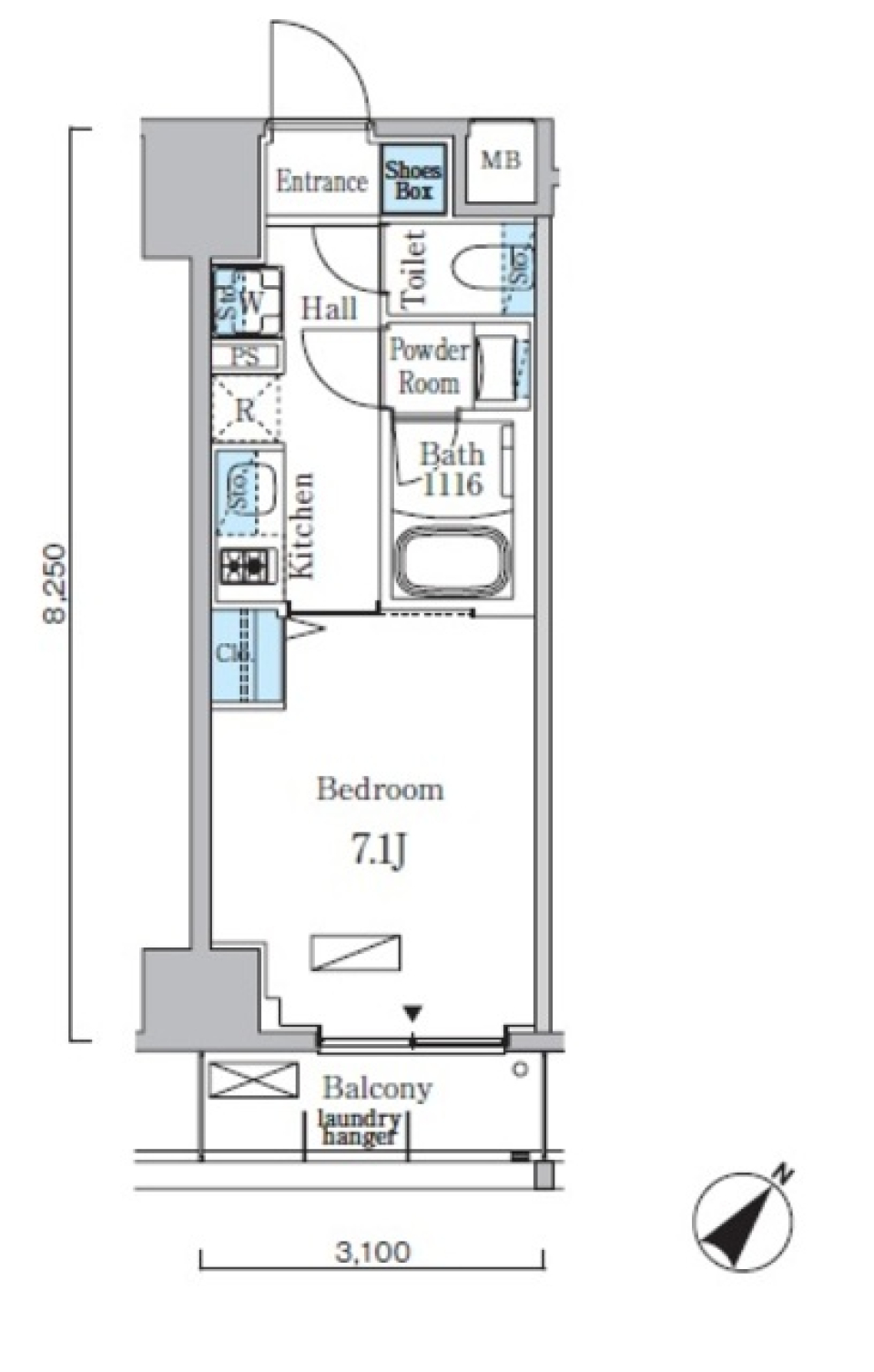 リビオメゾン日本橋浜町公園203号室の間取り図