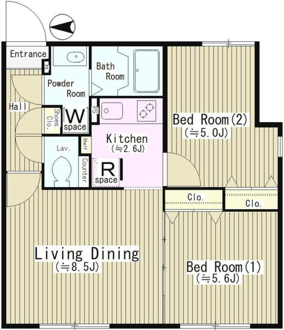 Ｂｒａｎｃｈｅ　ＪＩＹＵＧＡＯＫＡ　405号室の間取り図