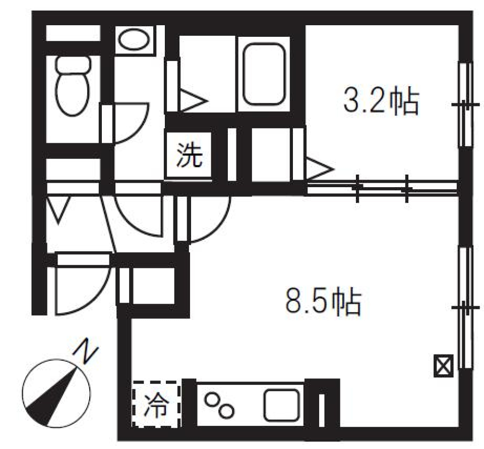 エルファーロ目黒Ⅰ　0301号室［ペット可］の間取り図