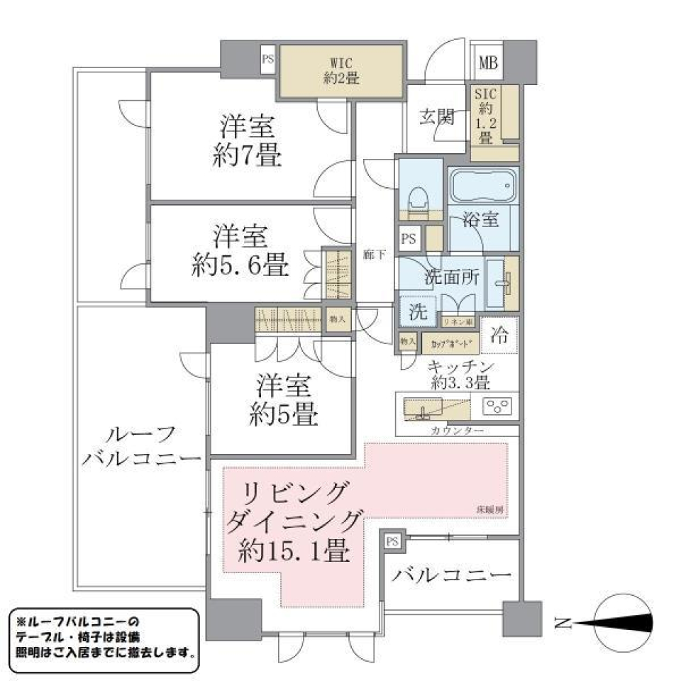 ザ・パークハウス　市谷加賀町レジデンス　604号室の間取り図
