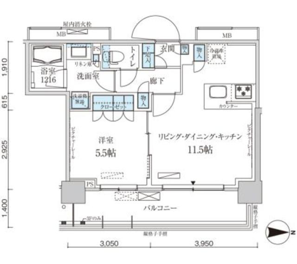 パークアクシス菊川ステーションゲート　511号室［ペット可］の間取り図