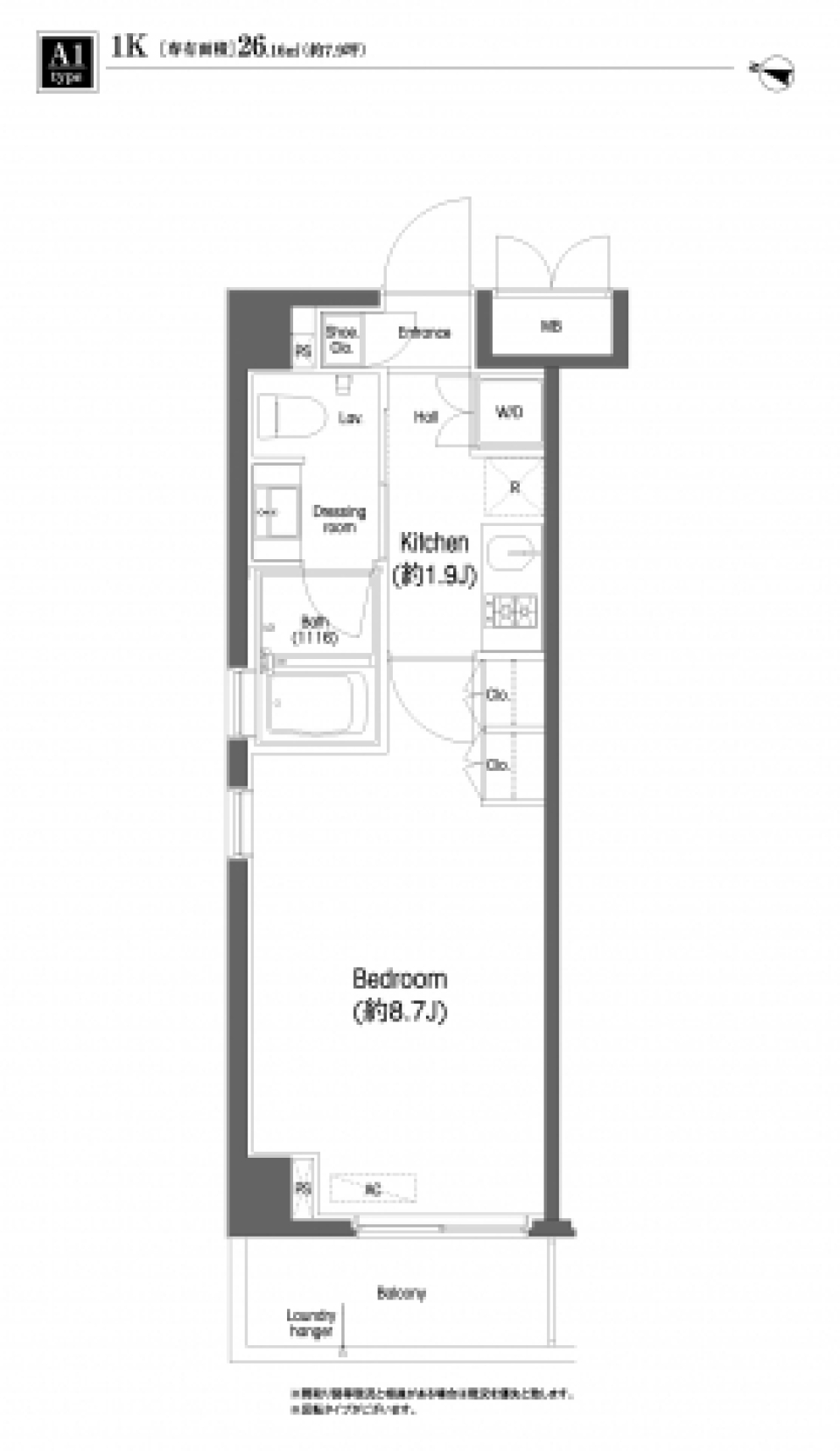 プライムアーバン千歳船橋　102号室の間取り図