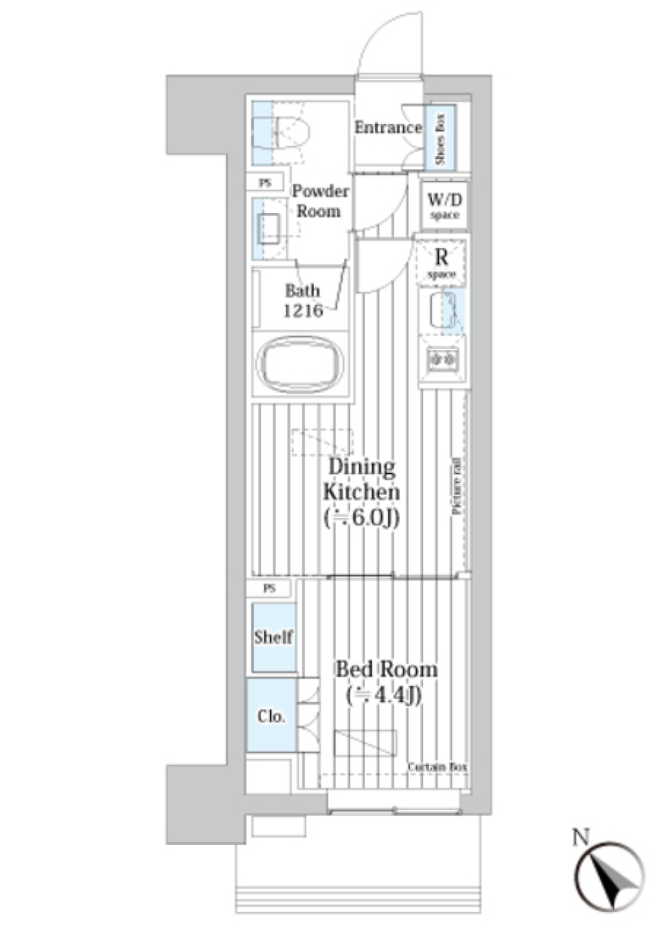 ライオンズフォーシア築地ステーション　304号室［ペット可］の間取り図