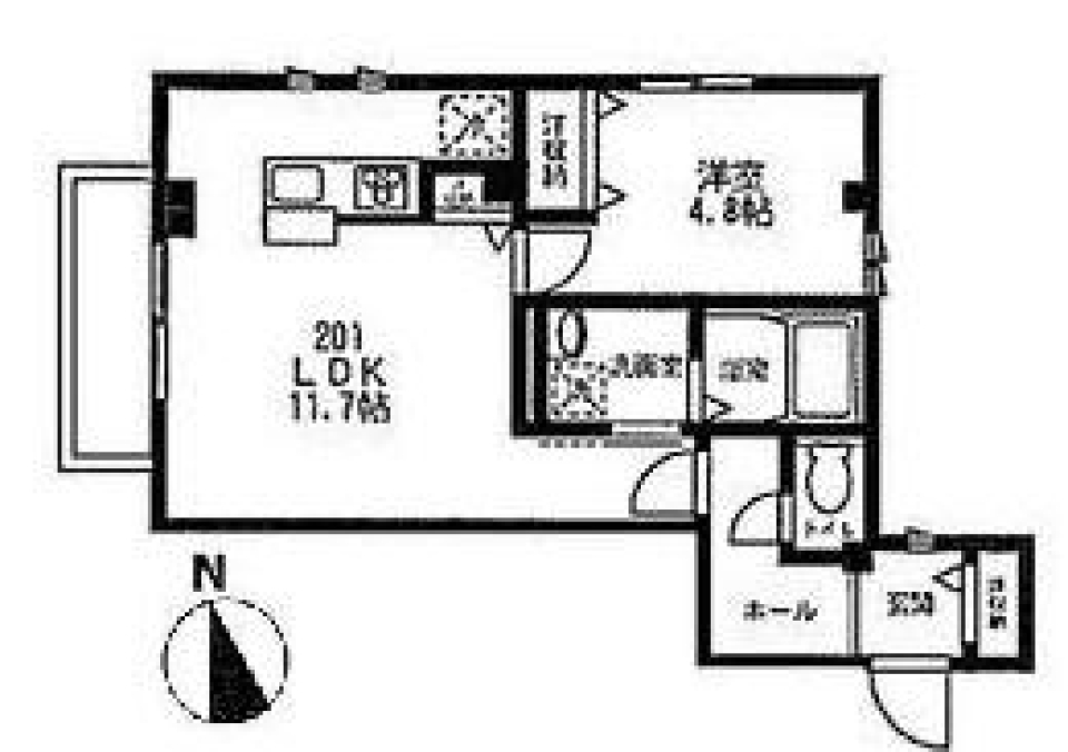 プラージュ桜丘　201号室の間取り図