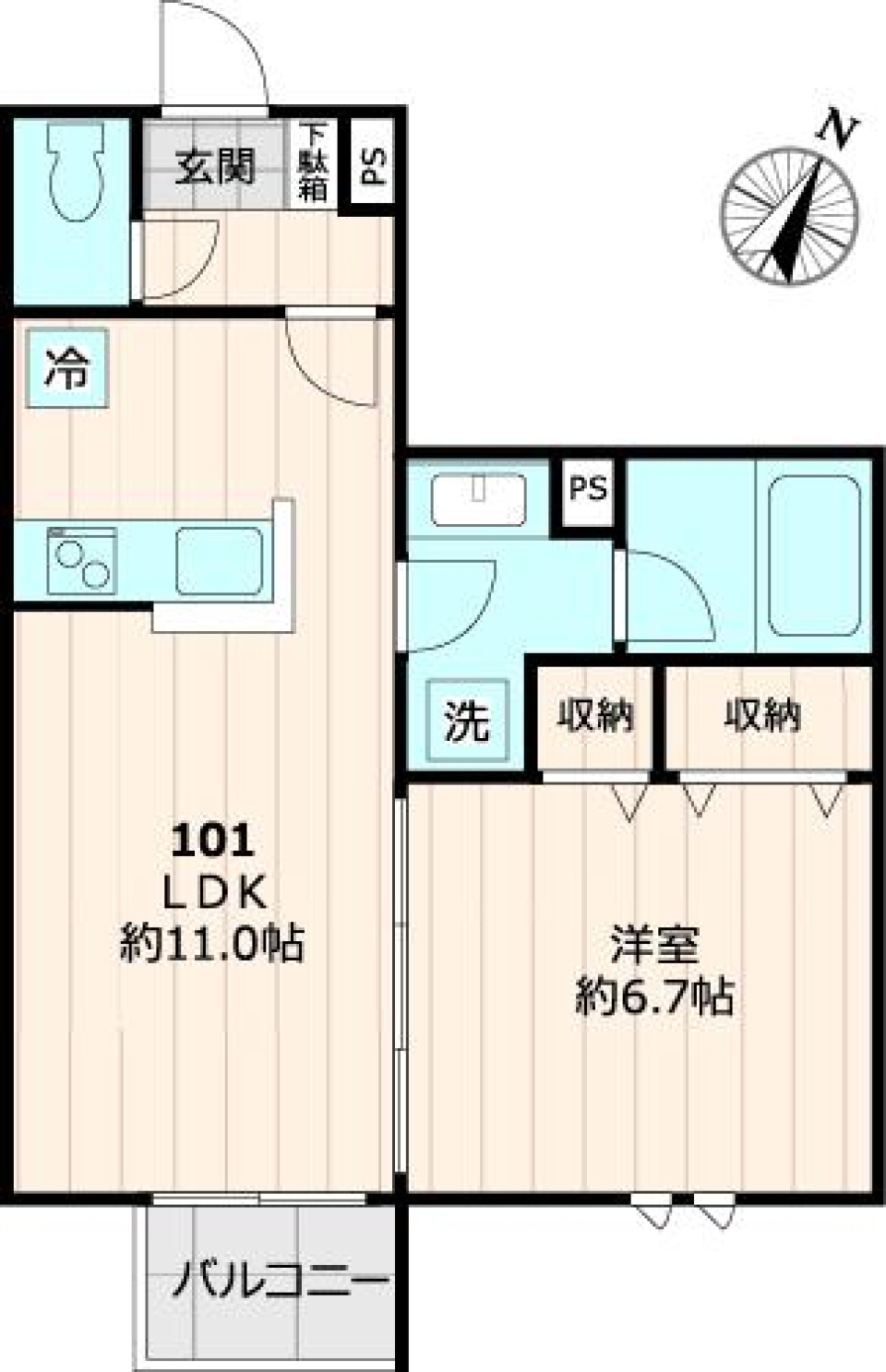 仮称RIVERA KASAI　101号室［新築］の間取り図