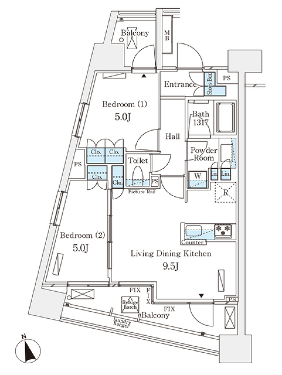 パークナードフィット南青山Ｖｉｓｔａ　201号室の間取り図