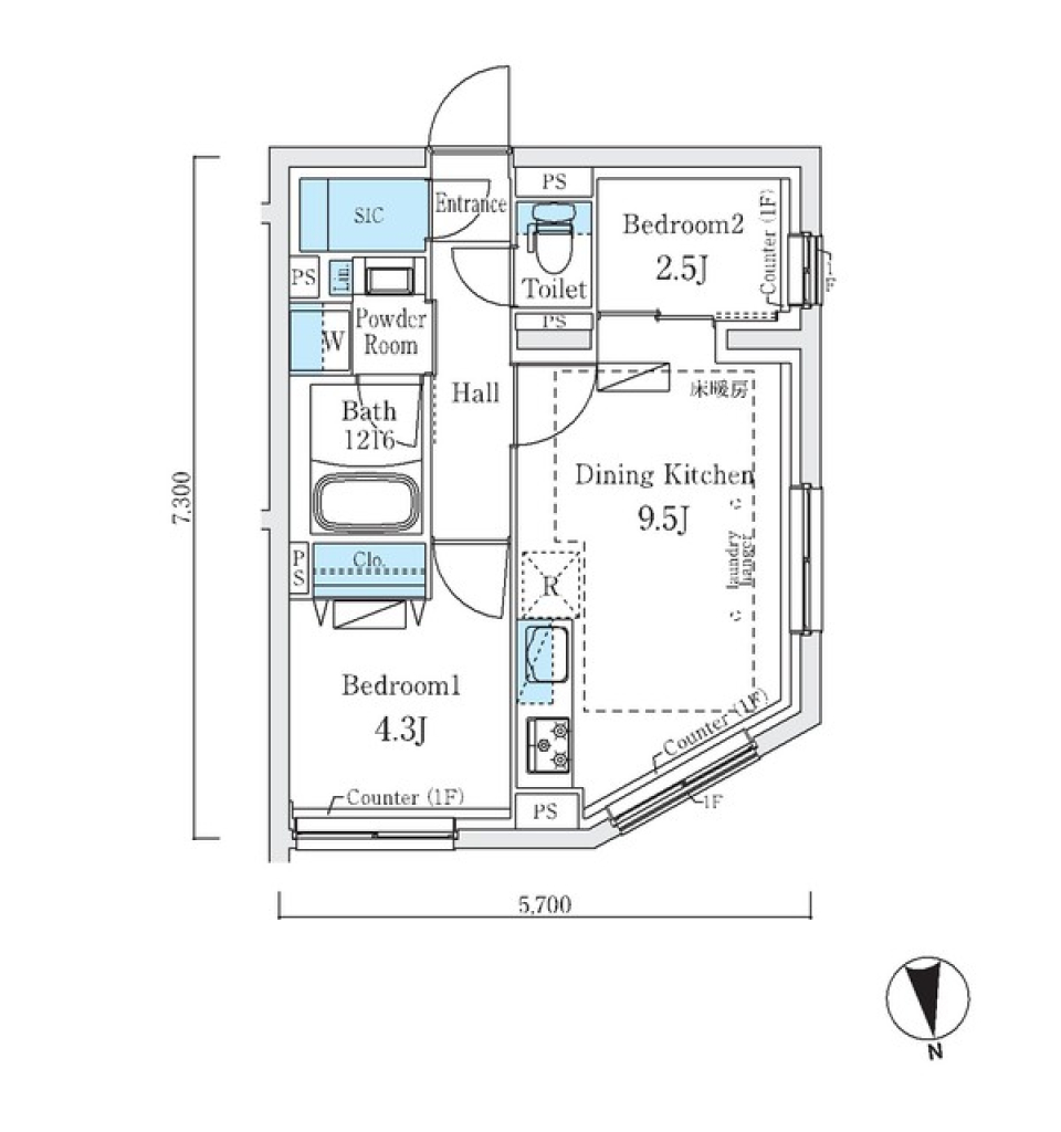 コスモグラシア中野南台　316号室の間取り図