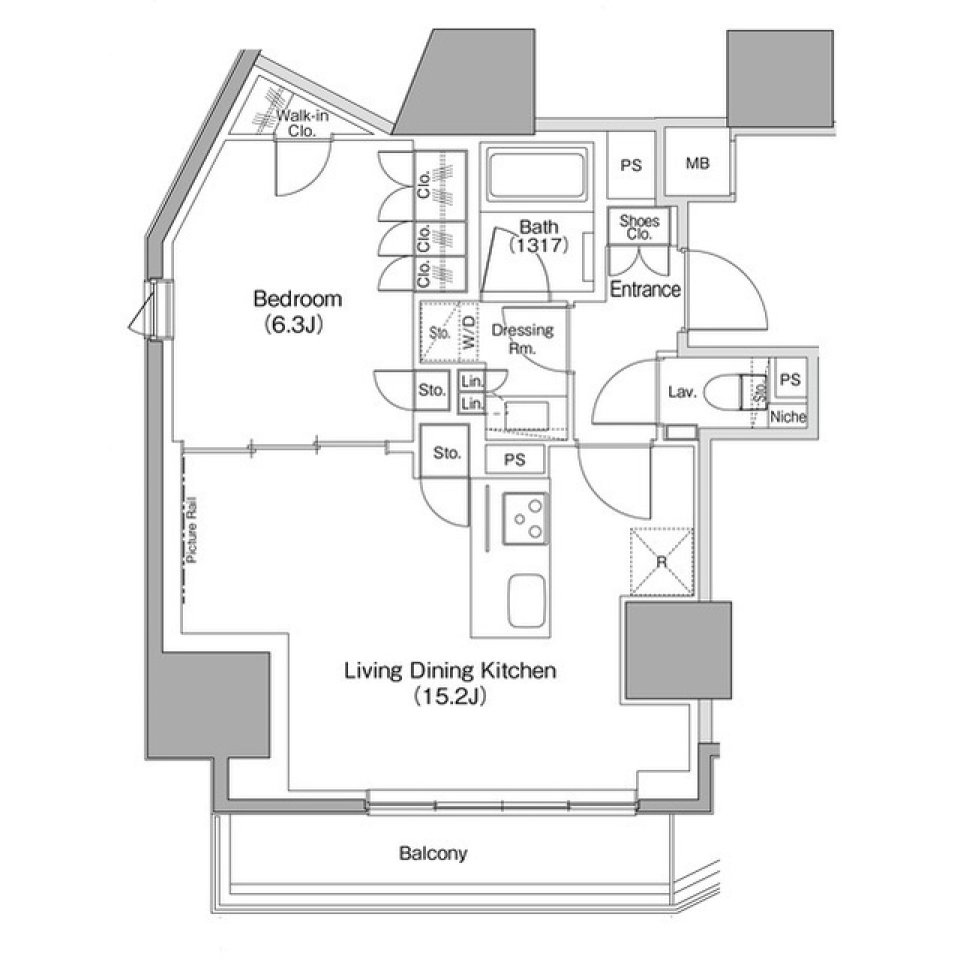 ザ・パークハビオ麻布十番　705号室［ペット可］の間取り図