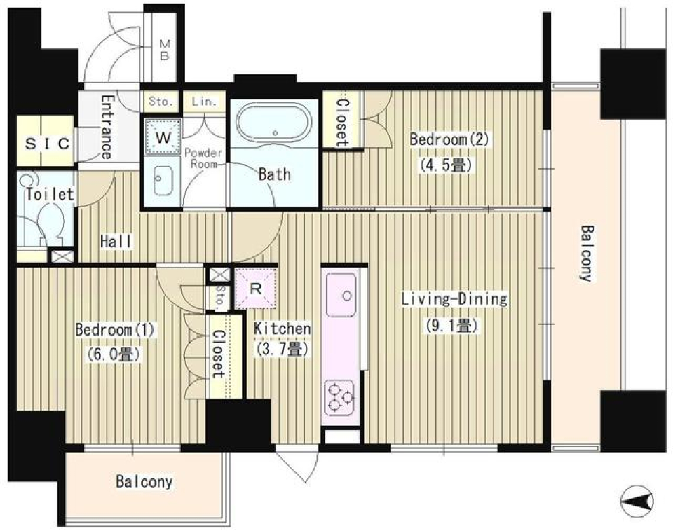 クオリア神南フラッツ　1203号室の間取り図
