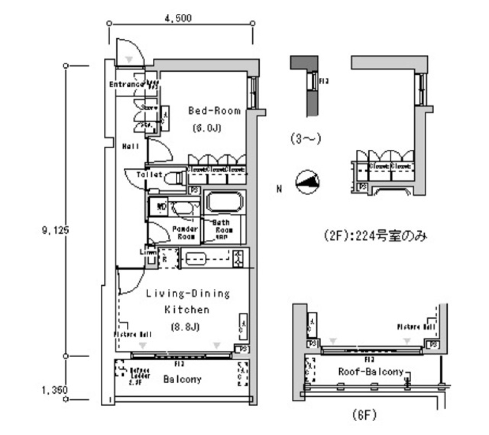 フロンティアレジデンス南麻布　321号室［ペット可］の間取り図