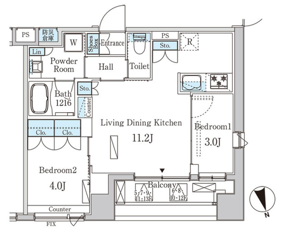 ライオンズフォーシア中央ＭＩＮＡＴＯ　905号室の間取り図