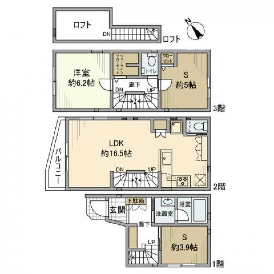 仲池上戸建の間取り図