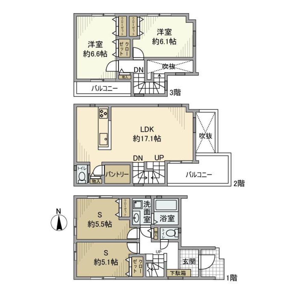 春江町戸建の間取り図