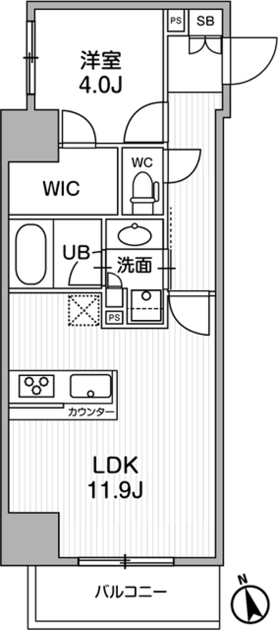 シーズンフラッツ浅草言問通り　403号室［新築］の間取り図