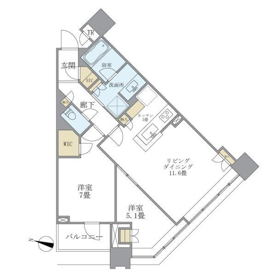 ＢｒｉｌｌｉａＴｏｗｅｒｓ目黒ノースレジデンス　707号室の間取り図