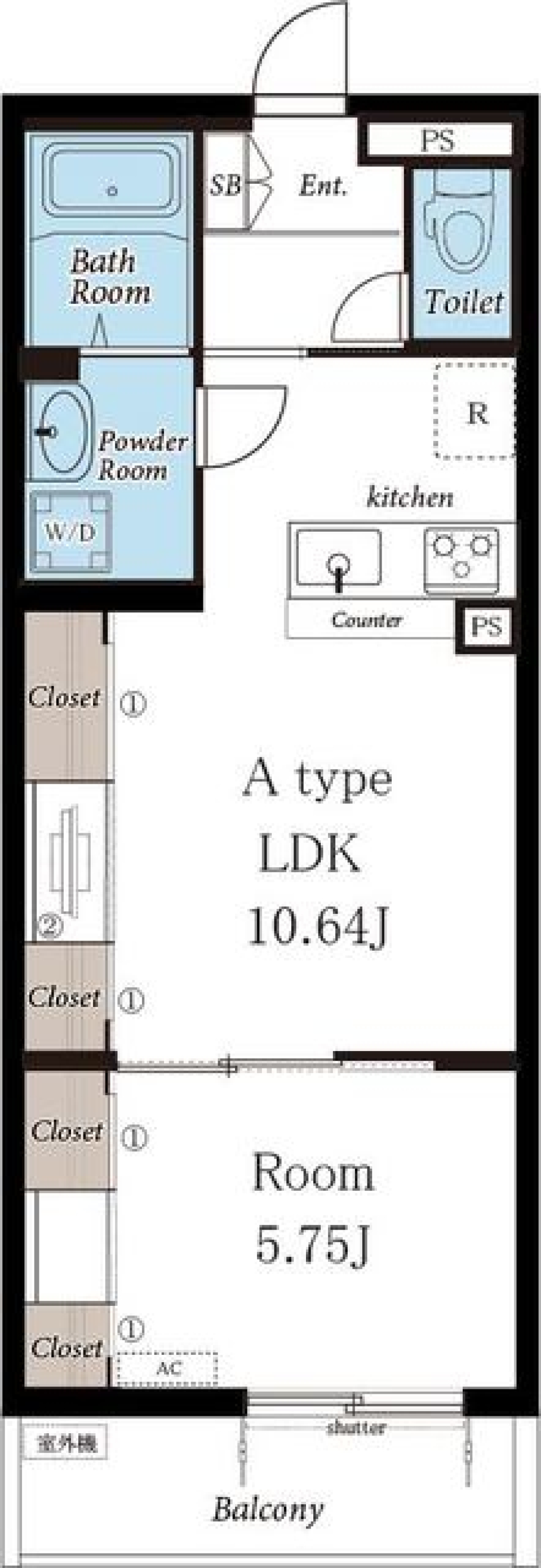 リブリ・花小金井　201号室の間取り図
